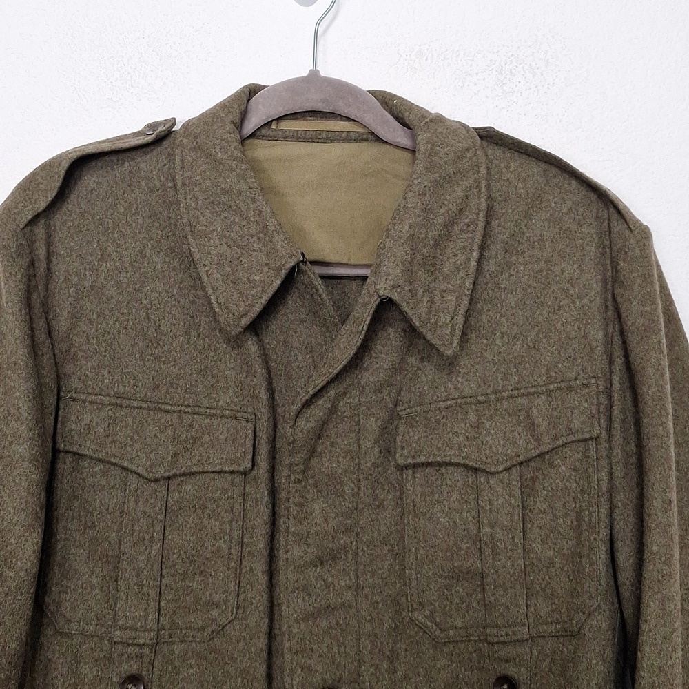 Vintage 1960 WAGNER & Co. British Army Wool Field Olive Military Jacket Size L - Picture 2 of 9